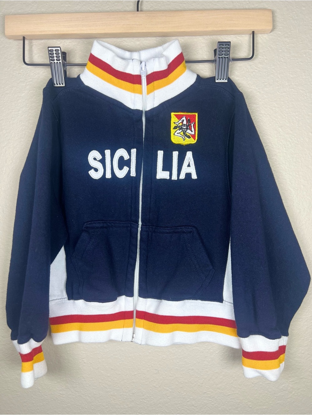 Blue Mar Boys Sicilia Track Jacket 3T 4T Vintage Sicily Zip Up Tricolor Navy